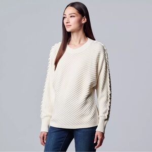 Simply Vera Vera Wang Ottoman Stitch Dolman Sleeve Sweater Size XXL